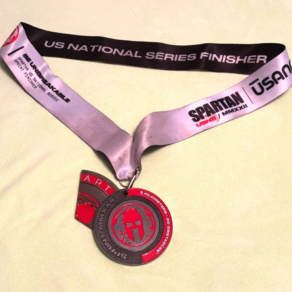 Spartan 2022 Sprint Medal w/ US National Series Jacksonville FL Ribbon